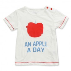 2015 New Little Maven Baby Girl Children Apple White Cotton Short Sleeve T-shirt Top