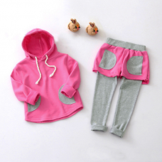 Baby Girls Casual Hooded Long Sleeve Top Pants Sets