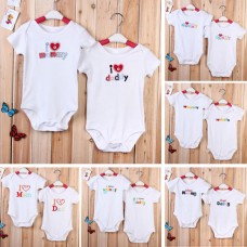 Baby Infant Newborn Cotton Love Mom Dad Romper Clothes Jumpsuit