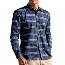 Mens Fashion Plaid Printing Autumn Long Sleeve Cotton Shirts