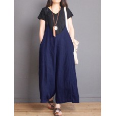 Wide Leg Women Casual Solid Color Spaghetti Strap Jumpsuit