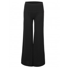 Casual Women Pure Color Stretch Sport Wide Leg Pants Trousers