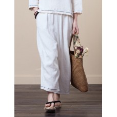 Loose Solid Harem Pants Elastic Waist Long Trousers