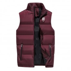 Mens Big Size Stand Collar Thick Warm Down Cotton Padded Casual Vest Coat