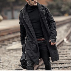 Men's Plus Size Wool Blend Double Side Wearable Thicken Warm Fur Wool Blend Mid Long Coats