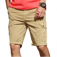 Men's Casual Comfort Cotton Slim Shorts Pants Personality Multi Pocket Solid Color Shorts