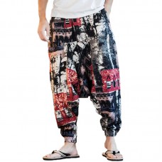 INCERUN Men Ethnic Printing Loose Casual Harem Trousers Cotton Big Size Pants