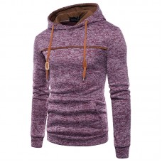 Cotton Vintage Fit Long Sleeve Pure Color Hoodies Casual Sweatshirt for Men