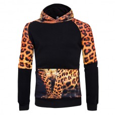 Hem head Side 3D Printing Sweater Fashion Casual Leopard Hoodies