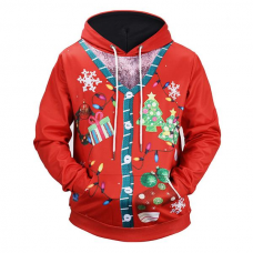 Christmas Decorating 3D Printing Blouse Men's Casual Long Sleeves Loose Hoodies