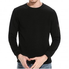 Men Fall Leisure Polyester Long Sleeve Loose Pure Color O-neck Collar Pollover Sweatshirt